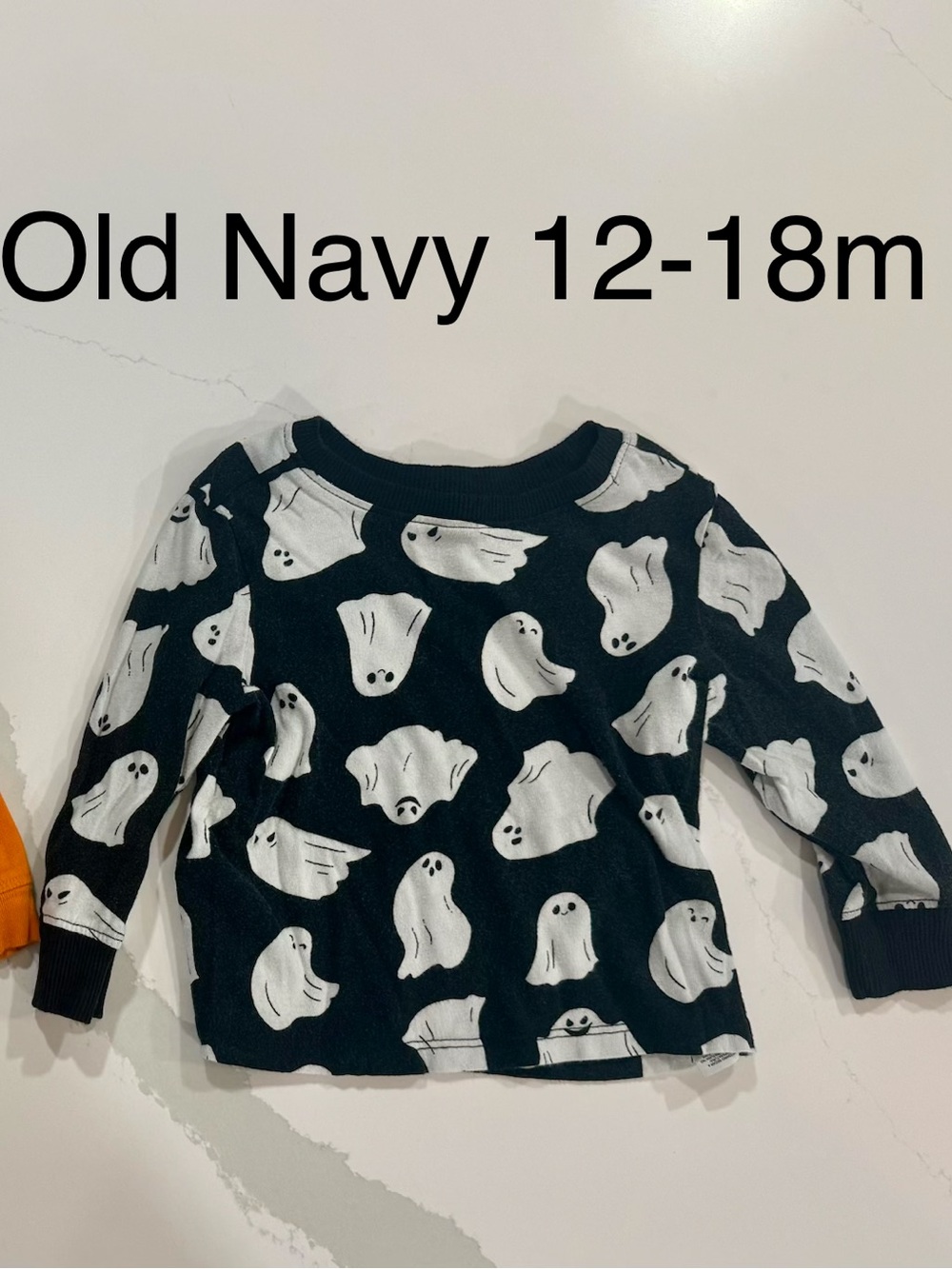 Old Navy Black Halloween Ghost Long-Sleeve Tee